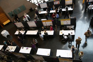 Overhead view photo of poster presentations