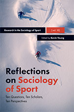 cover of Reflections on Sociology of Sport volume showing person skiing down snow-covered slope