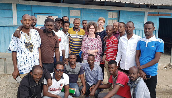 roehrig and billington with STEM teachers in the Ali Addeh refugee camp in Djibouti