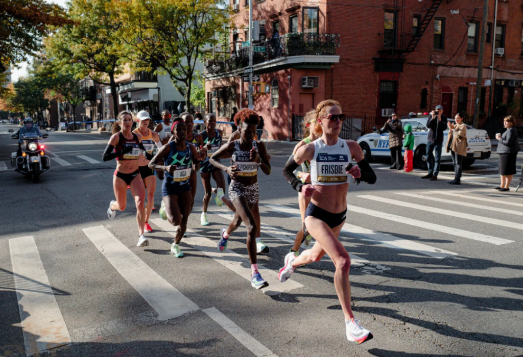 Marathoner Annie Frisbie competes in the New York City Marathon