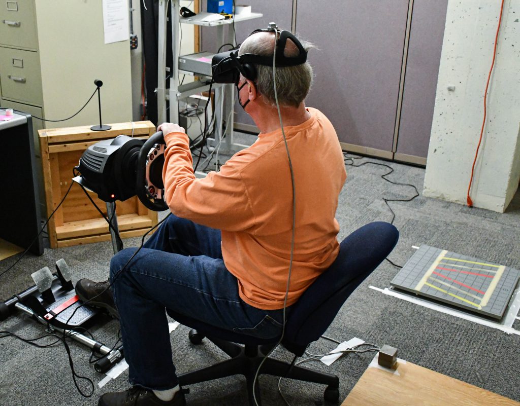 Dr. Tom Stoffregen using virtual reality