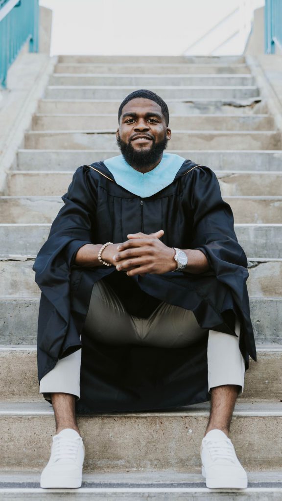 Dylan Jiles in graduation gown