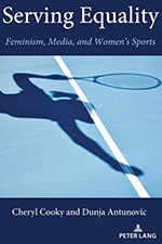 Serving equality book cover showing shadow of woman serving in tennis game